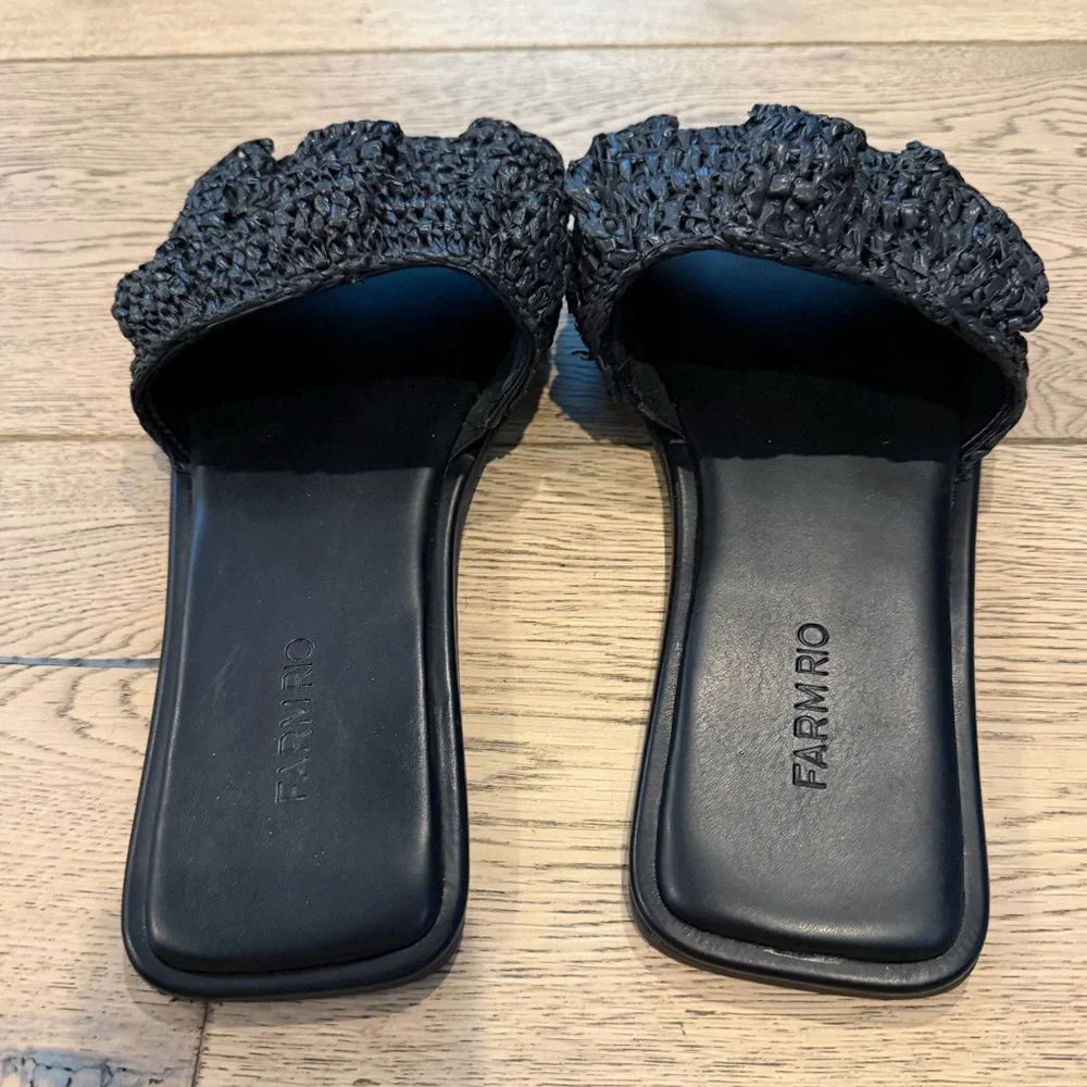 FARM Rio Black Crochet Ruffle Slide - Picture 3 of 4